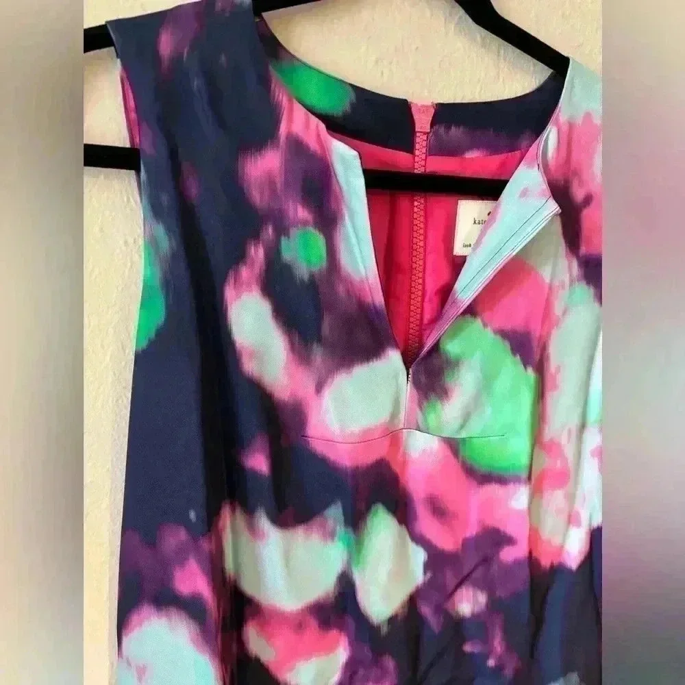 Kate Spade Size 8 Keri Shift Dress Watercolor Simply Cinema Pink Blue Sleeveless